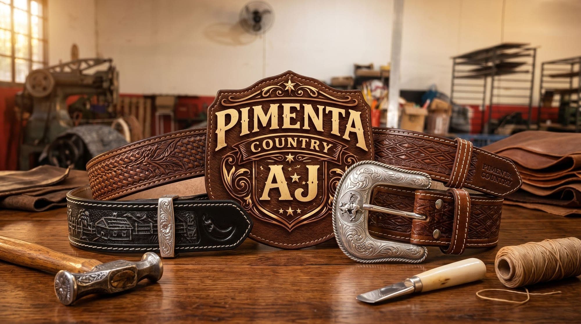 Cintos de couro artesanais Pimenta Country AJ